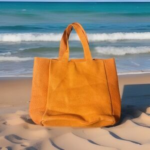 Talbots Orange Ribbed‎ Tote 15x20